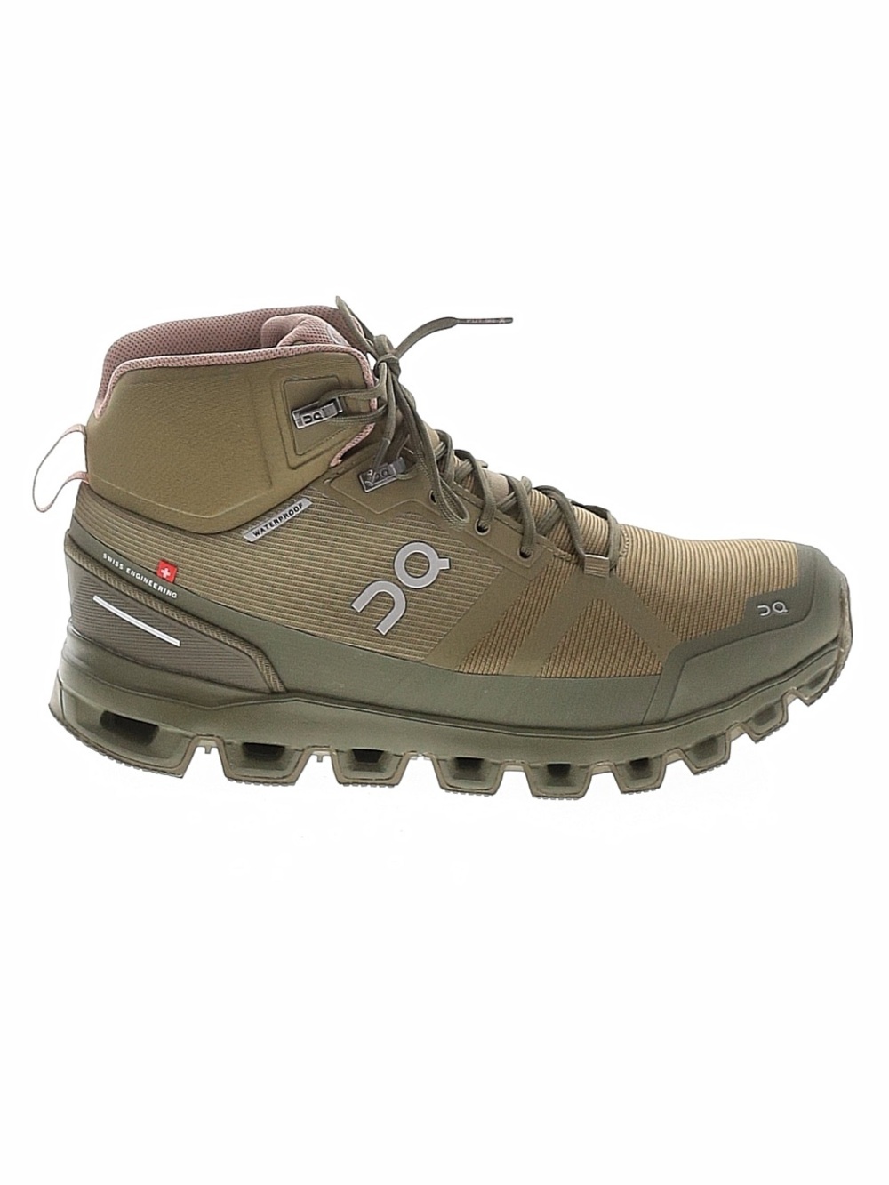 On Cloudrock Waterproof Women's Mid Top Hiking Shoes Green Lace Up 23-99245 8.5